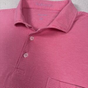 B Draddy Polo Shirt Mens‎ M Blue White Pima Cotton Striped Stretch Golf Casual